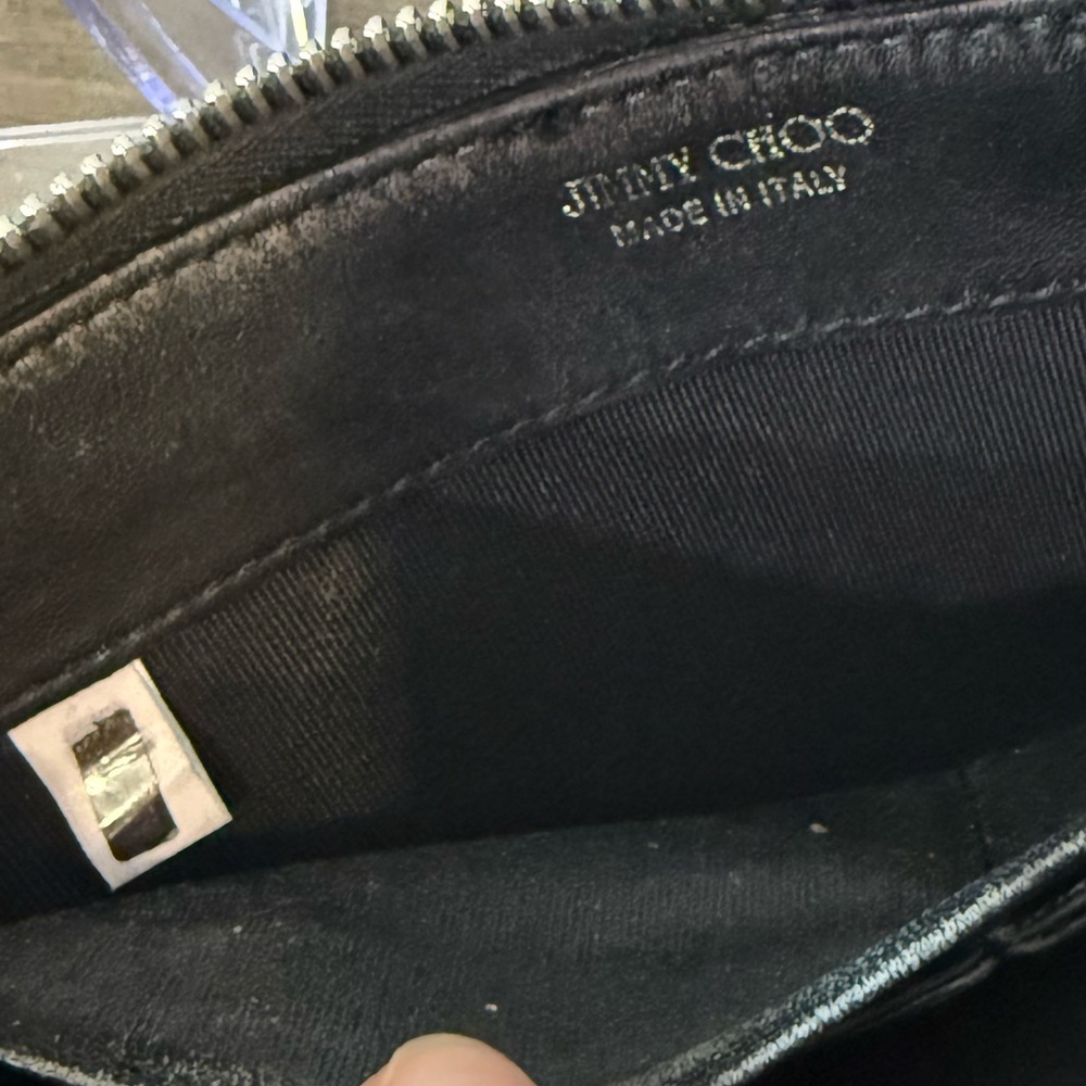 Jimmy Choo Black Star-Studded Leather Zip Wallet 8x4” - Picture 10 of 12